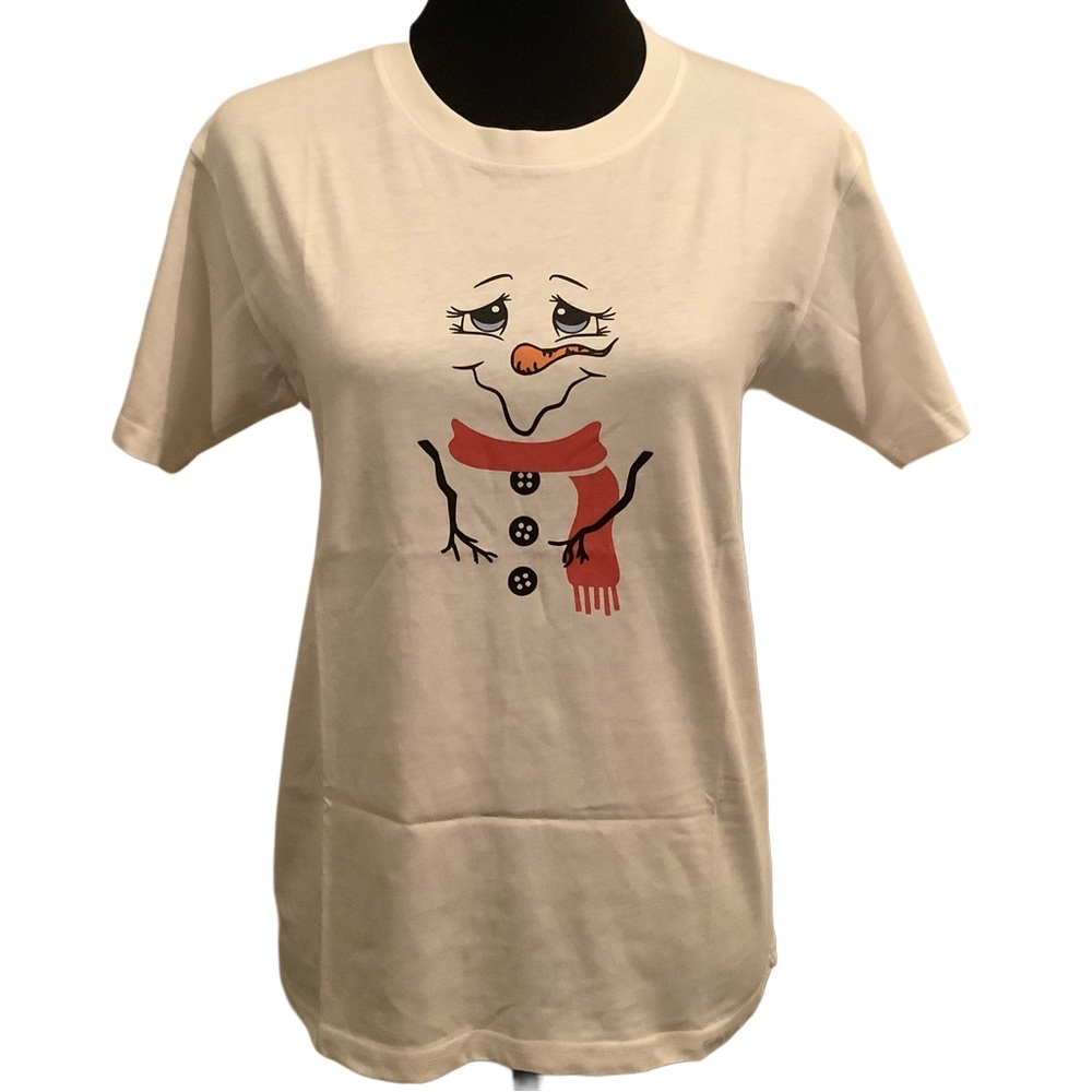 Visual Bliss Co Custom DTG Printed Snowman Graphic Unisex Youth T-Shirt